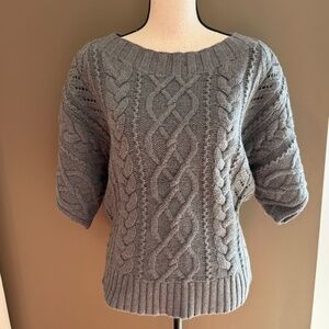 Express Women's Chunky Braid Cable Knit Short Sleeve Sweater, Size Medium